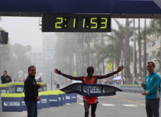 Elisha Barno and Hellen Jepkurgat of Kenya both Win at the 2017 LA Marathon Elisha Barno - Winner of the 2017 LA Marathon Men's Division