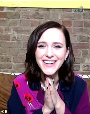 Glowing: Rachel Brosnahan of The Marvelous Mrs. Maisel put in a colorful appearance but didn't show too much of her outfit