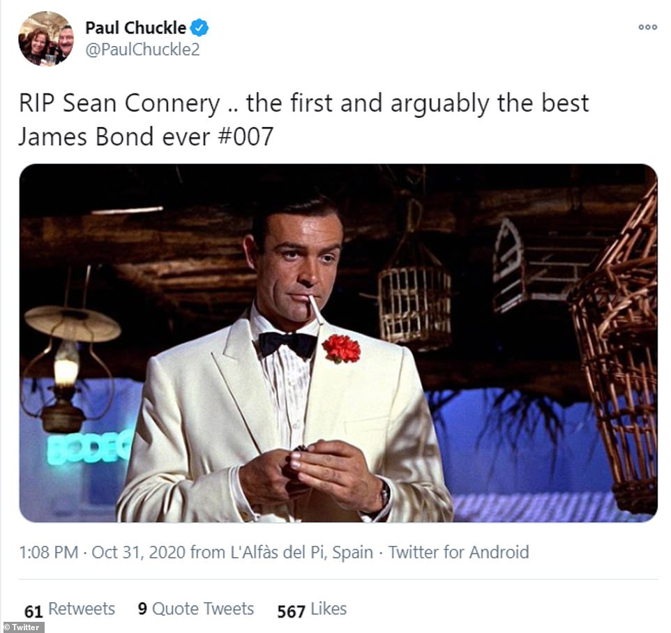 The first: Paul Chuckle wrote in his tribute to Connery that he was 'the best James Bond ever'