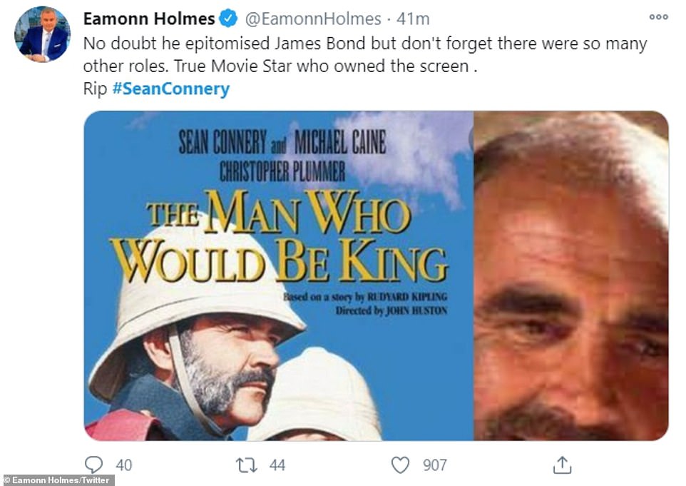Great filmogrophy: Eamonn Holmes reflected on Connery's illustrious career, saying he was a 'true movie star'