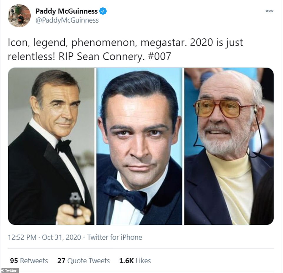 '2020 is just relentless': Top Gear host Paddy McGuinness called Connery an 'icon, legend, phenomenon'