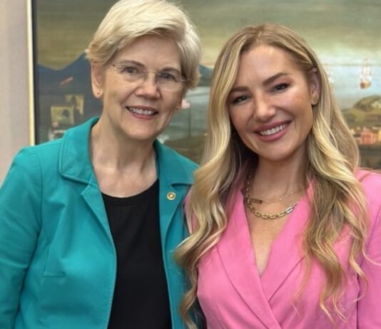 Wedding dress designer Hayley Paige Gutman testifies before Congress on noncompetes Senator Elizabeth Warren and Hayle Paige Gutman
