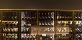 Blu on the Hudson partners with Napa Valley’s Schramsberg Vineyards and J. Davies Wineries Wine wall of Blu on the Hudson