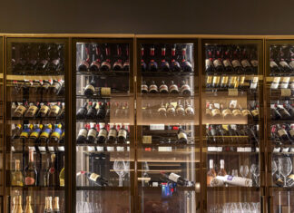 Blu on the Hudson partners with Napa Valley’s Schramsberg Vineyards and J. Davies Wineries Wine wall of Blu on the Hudson