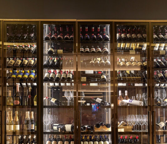 Blu on the Hudson partners with Napa Valley’s Schramsberg Vineyards and J. Davies Wineries Wine wall of Blu on the Hudson