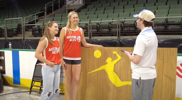 Pink Fire, Blue Calm: AVP’s Kristen Nuss, Taryn Brasher Are Shattering the Beach Volleyball Player Stereotype Olympian and Austin Aces' duo Kristen Nuss and Taryn Brasher join Andrew Rossow ahead of their W7 matchup against Miami Mayhem at H-E-B Center Cedar Park in Austin, Texas.