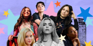 Where Dreams Begin: Teen Girls Step Into Their Future at Sunniefest Hello Sunshine's Sunniefest logo wall with Gen Z girls and speakers against a light purple gradient background