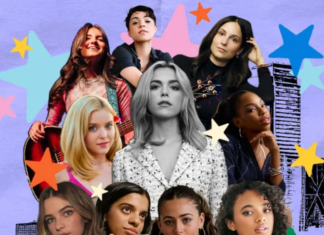 Where Dreams Begin: Teen Girls Step Into Their Future at Sunniefest Hello Sunshine's Sunniefest logo wall with Gen Z girls and speakers against a light purple gradient background