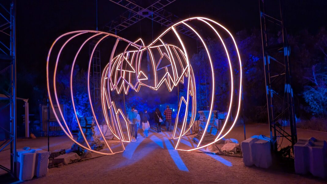 gigantic-pumpkin-sculpture-nightmare-christmas-austin The Gigantic Walk-Through Pumpkin Entrance to the Austin Light Trail