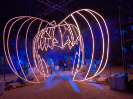 The Light and Shadow Walk: What The Nightmare Before Christmas Trail Means 30 Years Later The Gigantic Walk-Through Pumpkin Entrance to the Austin Light Trail