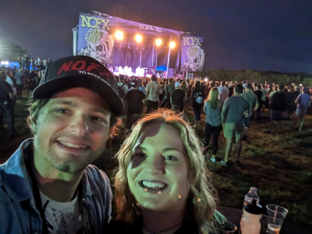 Andrew Rossow and wife at NOFX Final Tour in Austin Texas 2023
