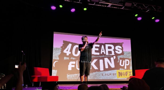 40 Years of Fuckin’ Up: Five Chapters of Humanity, Dysfunction, and Defiant Independence Fat Mike founder of NOFX at the world premiere of 40 Years of Fuckin Up at SXSW 2026