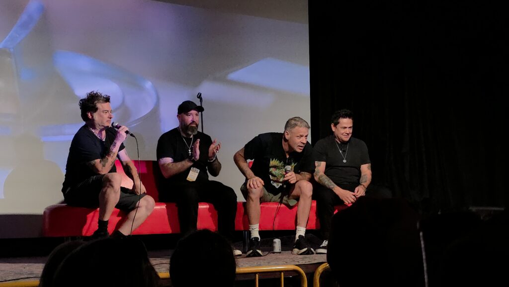 NOFX members Fat Mike, Smelly, and El Hefe sit for a post-screening Q&A at SXSW 2026 in Austin Texas