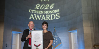 Johnny Wactor is posthumously honored by the Congressional Medal of Honor Society Scarlett Wactor accepting the award on Johnny's behalf