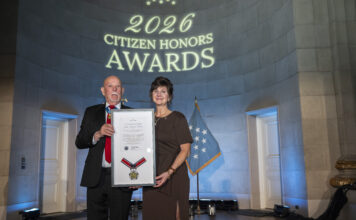 Johnny Wactor is posthumously honored by the Congressional Medal of Honor Society Scarlett Wactor accepting the award on Johnny's behalf
