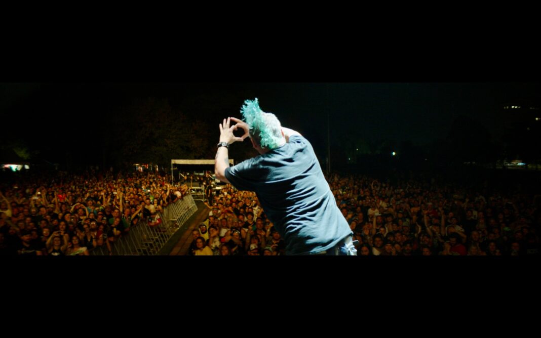 Fat Mike Gives Heart to Crowd - 40 Years of Fuckin' Up Fat Mike NOFX gives heart gesture to crowd, 40 Years of Fuckin Up documentary